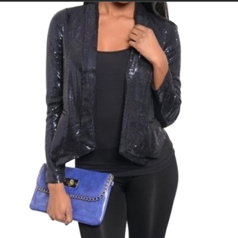 Navy Sequin Blazer